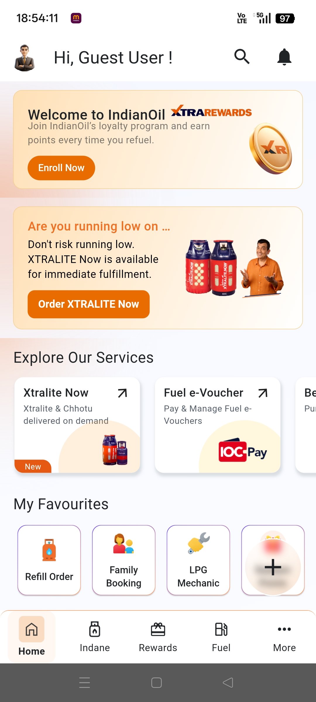 Indian Oil App Dashboard Page